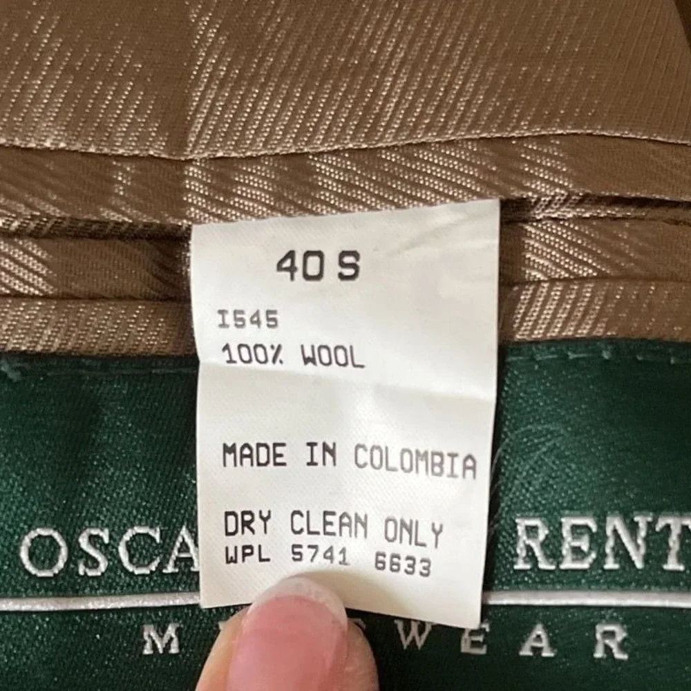 Oscar de la Renta 100% Wool Glen Plaid Blazer‎ Men's 40S Gray Sport Coat Jacket